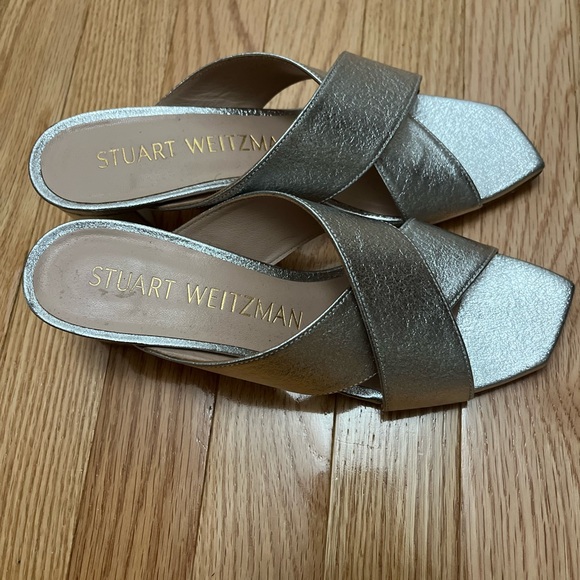 Stuart Weizman Silver Aletha Sandal Sz 7 - Picture 2 of 5